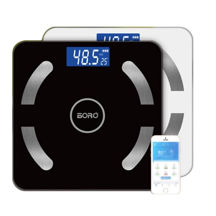 Pèse-personne - Impédancemètre- alance Ecran Rétroéclairé LED Grand-Pour IOS et Android -Noir