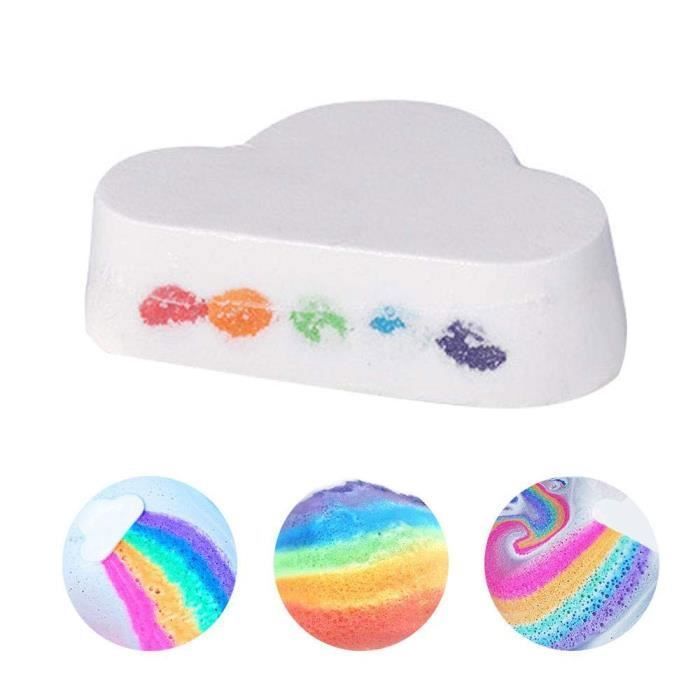 Bombes De Bain Pétillantes pour Femmes, Bain Moussant Arc-en-Ciel Nuage, Bombes De Bain Rainbow Fashion pour Enfants, Release Vivid
