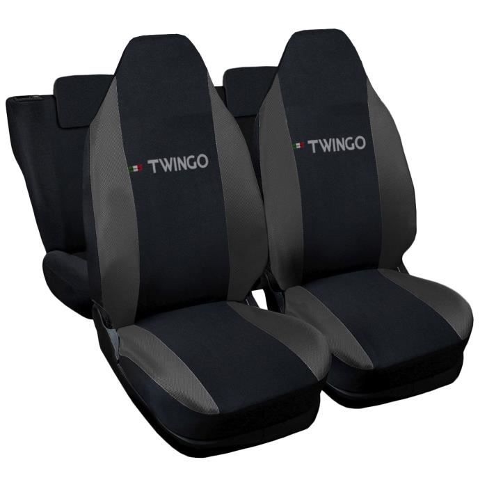 Housses de siège deux-colorés compatible pour Twingo - noir gris foncè