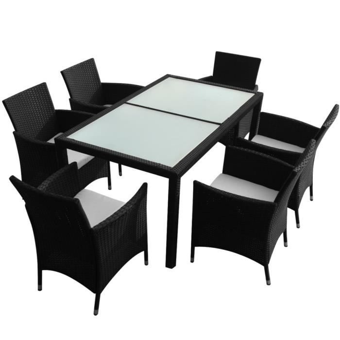 Magnifique Ensemble de mobilier de jardin 13 pieces Rotin synthetique Noir