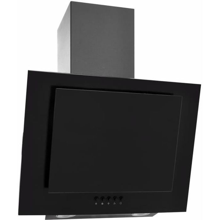 MEUBLE® Hotte murale Hotte aspirante cuisine Ultra-Silencieuse -Style Moderne - 60 cm - Acier inoxydable et verre trempé Noir ♕8245