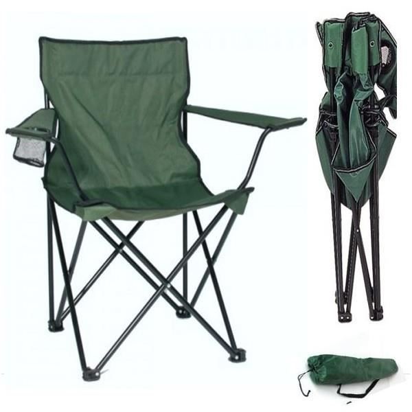 Fauteuil camping pliant vert avec housse
