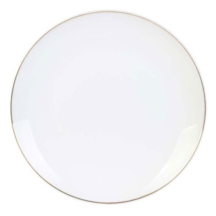 Home Deco Factory KA4570 Assiette plate ronde Liseré doré Petit modèle Porcelaine Blanc D20,3 x H2,4 cm