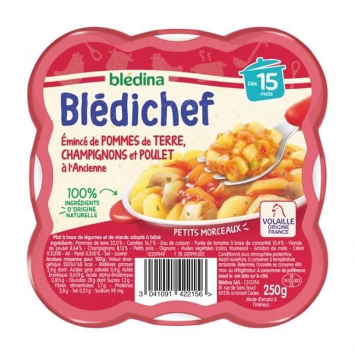 Blédina Blédichef Émincé de Pommes de Terre Champignons et Poulet à l’Ancienne (dès 15 mois) l’assie