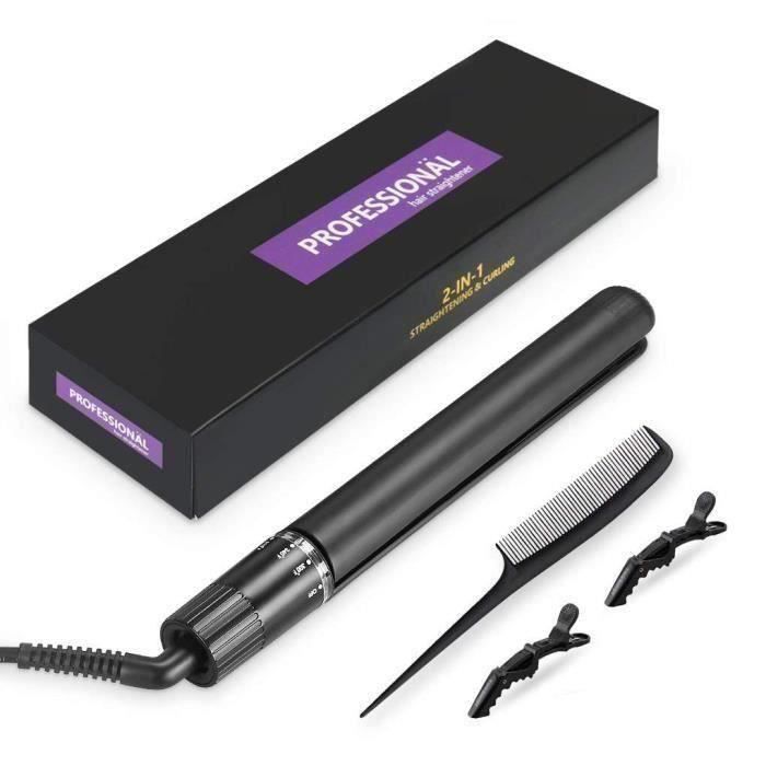 A Lisseur Cheveux Fer a Lisser Fer à Boucler 2 en 1 Lisseur Boucler Température Ajustable avec Lisseur Boucler le Fer pourYW5303