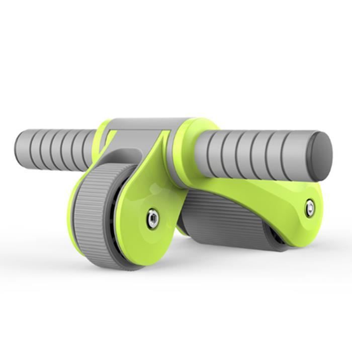 Appareil d'exercice abdominal pliant Double Roulement de roue Rouleau Muet Équipement de sport-Vert