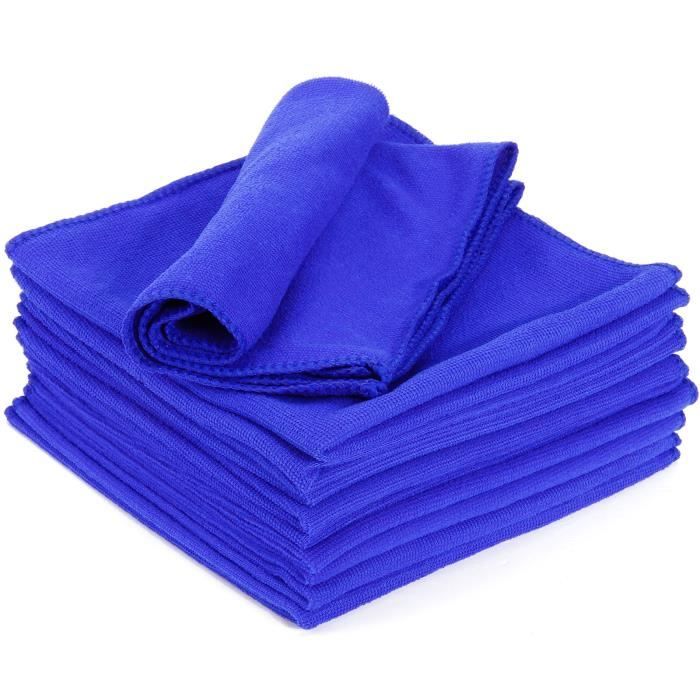 10x Serviette nettoyant chiffon nettoyage voiture meuble maison microfibre Bleu