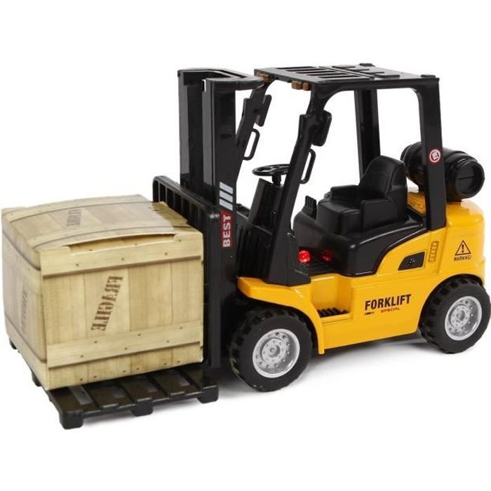 2-Play chariot élévateur à fourche rétractable 14 cm jaune/noir