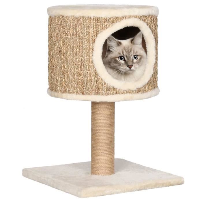 ®HOT MAISON Arbre à chat - Meubles pour chats Grande capacité avec appartement et griffoir 52 cm Herbiers marins &156773
