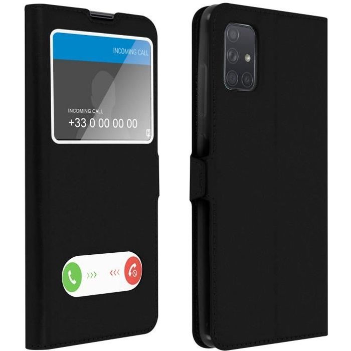 Housse Galaxy A51 Protection Double Fenêtre Fonction Support - noir Noir