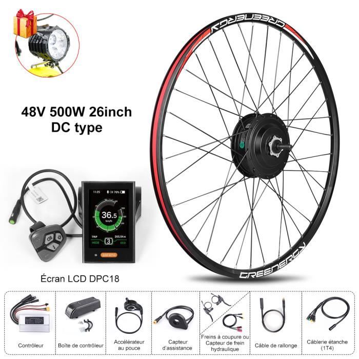 BAFANG 8FUN Kit de Moteur roue avant 48V 500W 26- avec Écran LCD 860C pour Vélo à assistance électrique