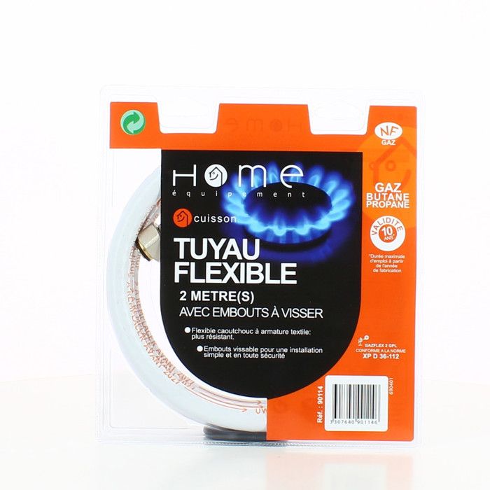 Tuyau de Gaz Butane 2m validité 10 ans 90114 pour Cuisinière