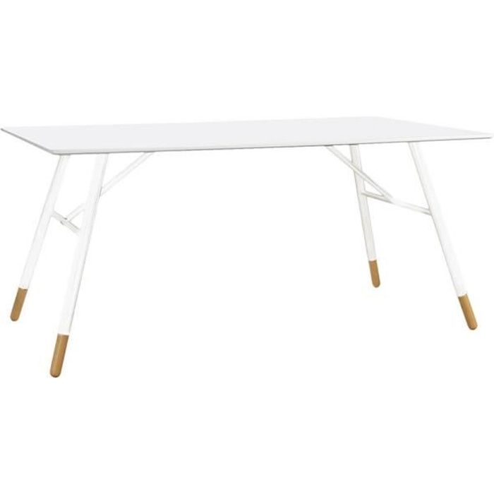 Table rectangulaire laqué blanc 160 cm Scandie - Id'Click