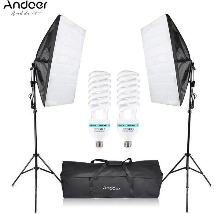 Andoer Ensemble de studio - 2*135W Ampoule 2* Trépied 2* Softbox 1 * Sac de transport