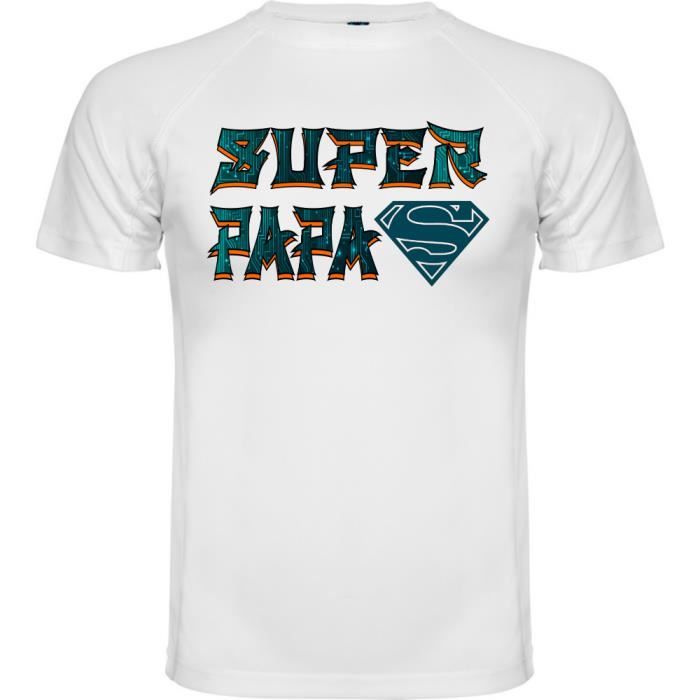 Tee shirt -SUPER PAPA- - T-shirt blanc en honneur à tout les PAPAS du S AU XXL