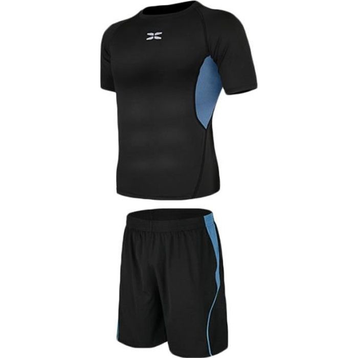 Ensemble de Vetement Homme 2 Pieces T-shirt+Short Pour Sport Fitness Running Ete