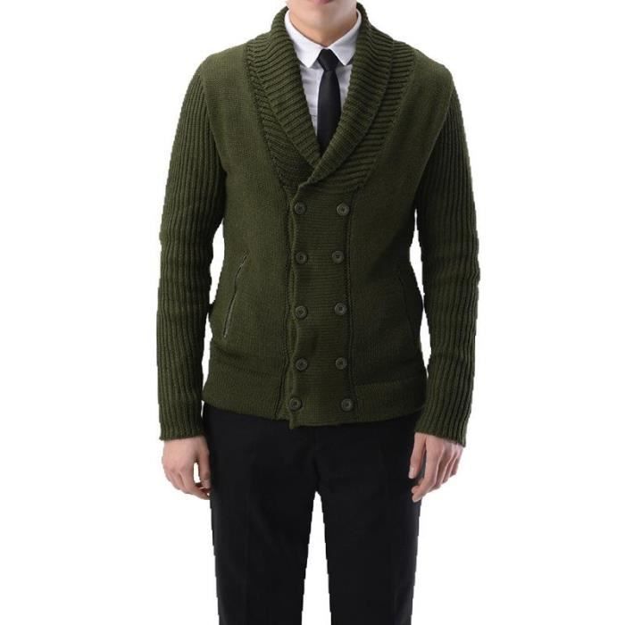 Cardigan homme de marque Cardigan en tricot slim Cardigan épais Cardigan de couleur unie pull homme