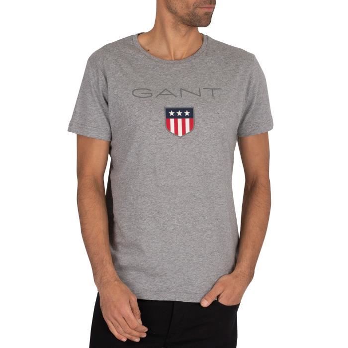 Gant Pour des hommes T-shirt bouclier, Gris