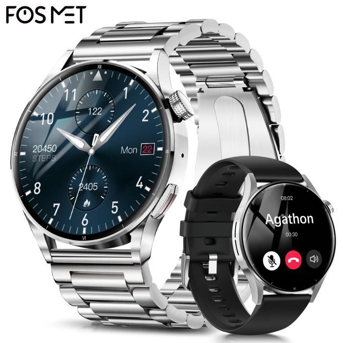 NAIXUES Montre Connectée Homme avec Appel Bluetooth, 1.32''HD Montre Connectée Militaire, 100+ Modes Sportifs-SpO2-Assistant Vocal