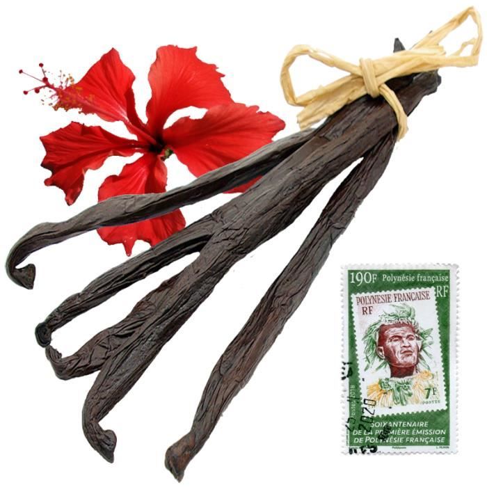 5 Véritables Gousses de VANILLE DE TAHITI« Origine Raiatea » 14 à 17cm pour 25gr de vanille. Production artisanale d’exception