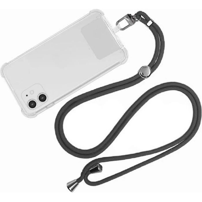 Tour de cou et cordon telephone universel noir