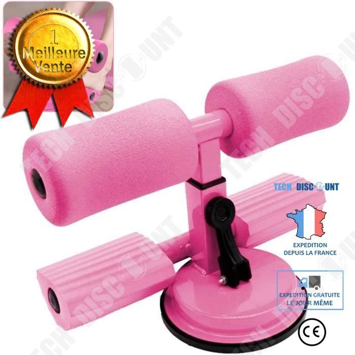 TD® Portable Sit-up Bar Aid Accessoires Yoga Abdominal Presse à Pied Ventouse Équipement De Fitness Pied Fixe (Rose)