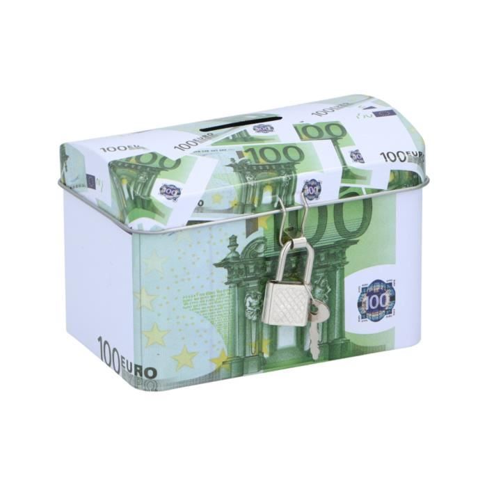 TOM tirelire 100 euros 11,6 x 8 cm acier vert/blanc