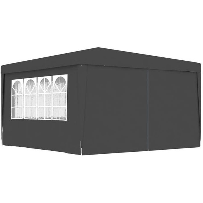 CHIC Anti-UV Tonnelle de Jardin Tente de réception et parois latérales 4x4 m Anthracite 90 g/m² FR8680