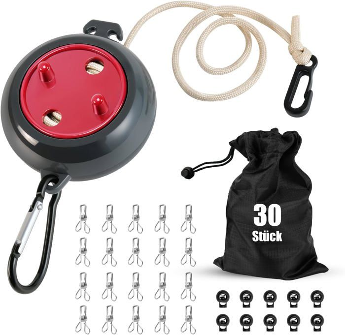 Corde à Linge Extensible 10 M Portable - Avec Pinces Et Crochets, Pour Camping, Salle De Bain, Voyage