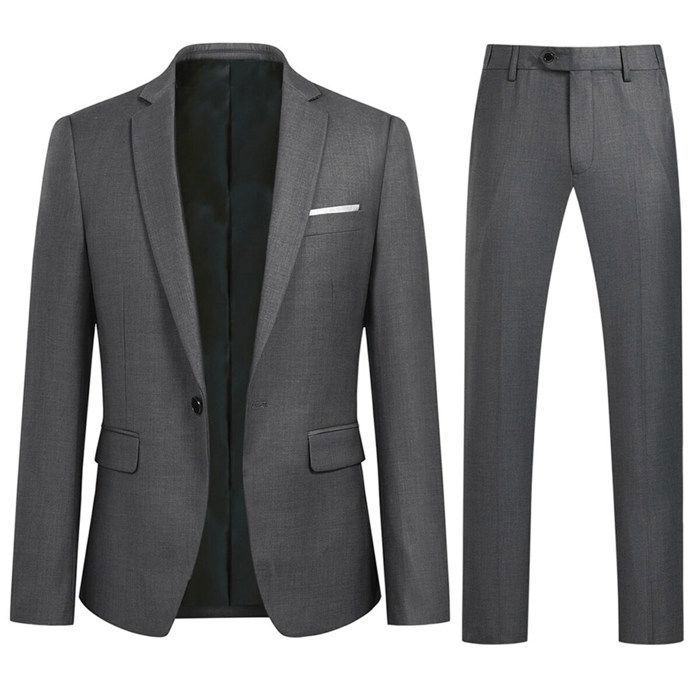 Allthemen Herenpak, slim fit, 2-delig, zakelijk herenkostuum, colbert, broek, paars, M Allthemen Herenpak, slim fit, 2-delig, zakelijk herenkostuum, colbert, broek, paars, M