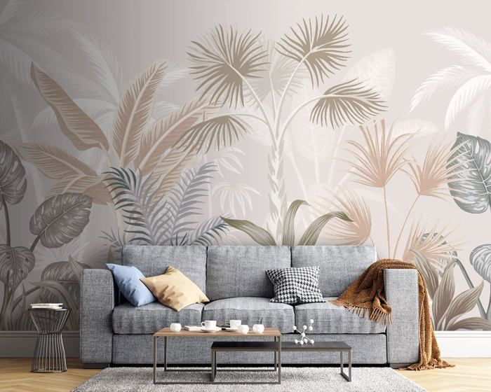 Papier Peint Jungle 350x256cm style 3D Jungle Tropiques Palmiers ...