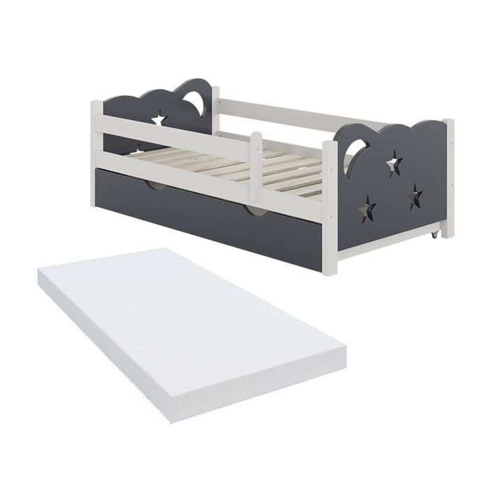 Lit denfant Jessica 70x140 cm avec tiroir et matelas Gris Vitalispa 40341 Lit denfant Jessica 70x140 cm avec tiroir et matelas Gris Vitalispa 40341