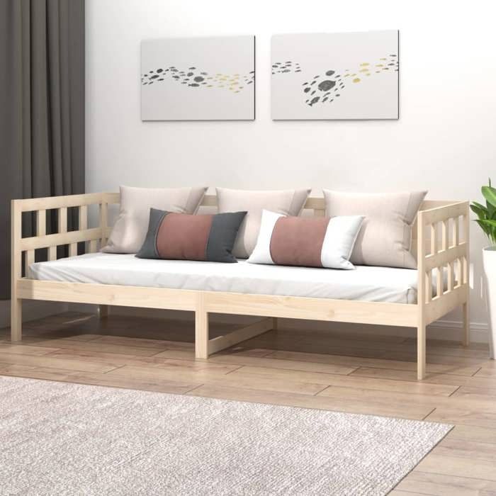 BESTLIFE Lit de jour Canapé-lit Bois massif de pin 90x200 cm Moderne 203 5x96x68 5 cm 44832