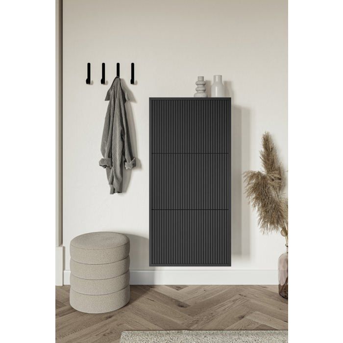 Meuble à chaussures suspendu VELDIO - 50x30x125 cm - noir
