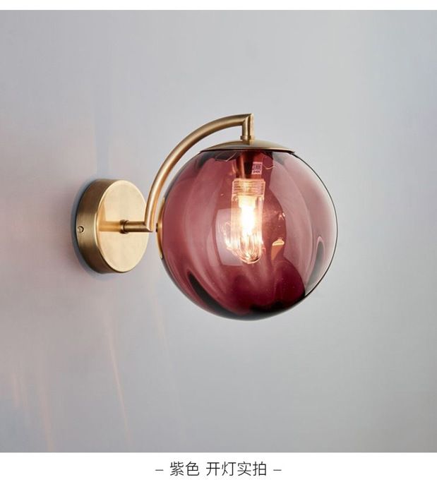 Applique Murale en Forme de Boule de Verre Simple et Créative Idéal pour un Salon ou une Chambre à Coucher rouge + lumière chaude