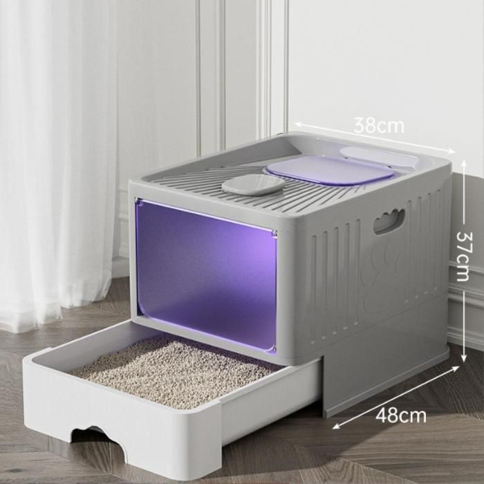 Comparer les prix de JEOBEST Bac à Litière XL avec Couvercle - Maison pour Chat avec Pelle - Bac à Litière Fermé et Anti-odeurs - Gris