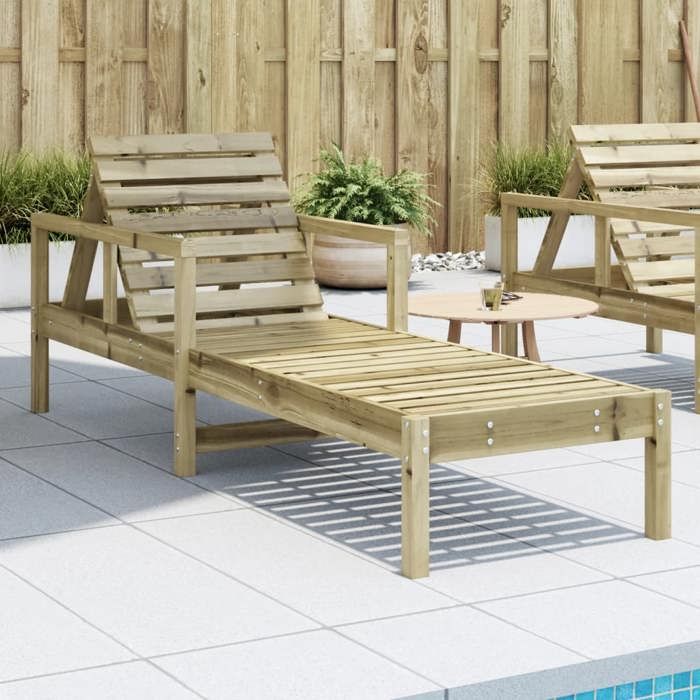 Transat de soleil-Chaise longue 1995x62x55 cm bois de pin imprégné NEUF BM884509925