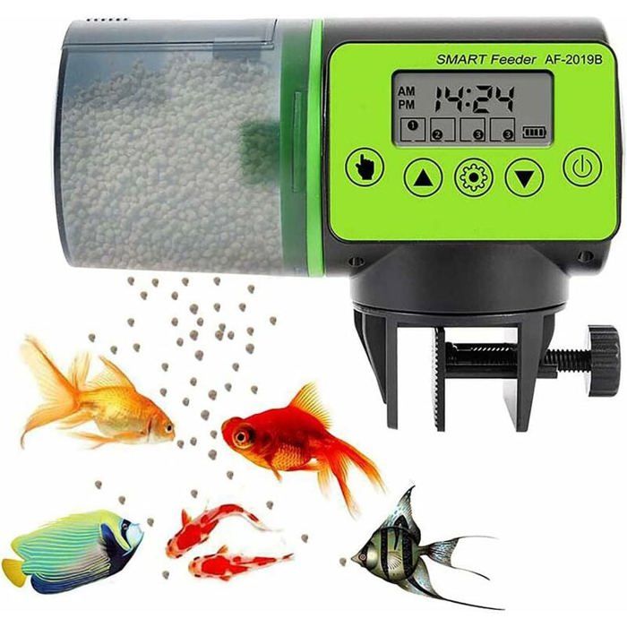 Distributeur automatique de poisson intelligent pour aquarium avec minuteur 200 ml Grande capacité Super silencieux pour bassin et