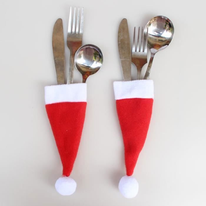 Lot de 6 porte-couverts de Noël en feutre, sacs à vaisselle de costume