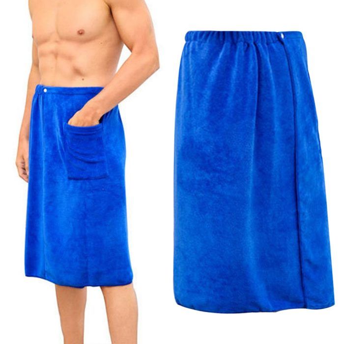 Serviette Sauna Homme - 1 pièce Serviette Sauna Homme 70x140cm Bleue - Absorbante/Lavable QIEDOVIEY