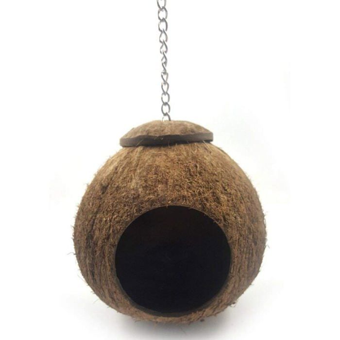 Maison en noix de coco pour oiseaux - MICH - Naturel - Diamètre 12 cm - Ouverture 6 cm - Non toxique - Confortable