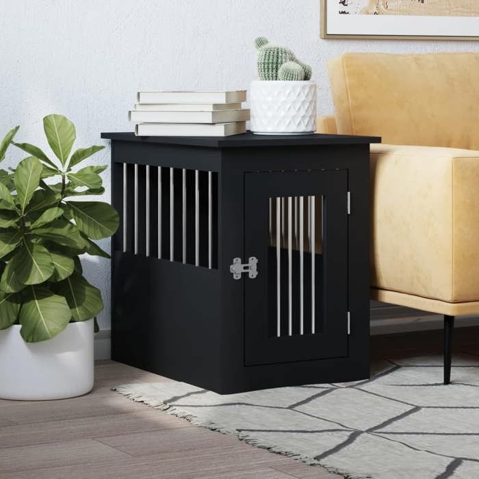 Noir Meuble de cage pour Chiens - Niche pour chiens - noir 45x62x59 cm bois dingénierie A2648