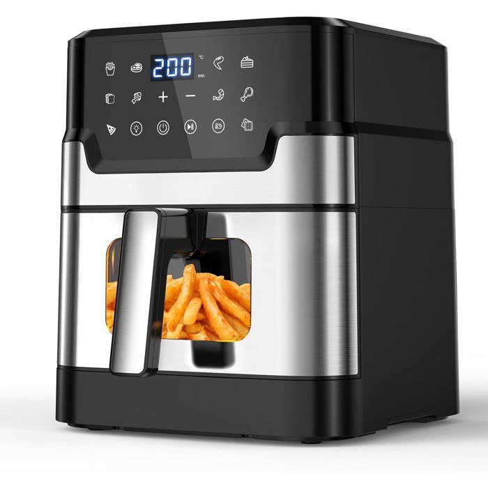 Friteuse sans huile - SVATV - 6L - Air Fryer XXL - Fenêtre visible - 10 fonctions - Écran tactile LED - Svatv