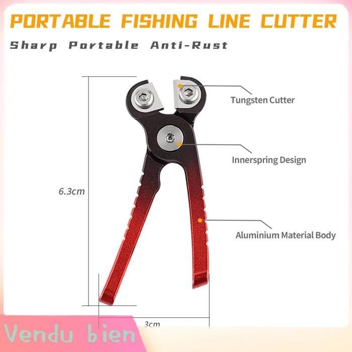 Garosa coupe-ligne en alliage daluminium Mini coupe-ligne de pêche en alliage daluminium avec sport pack Rouge et Noir