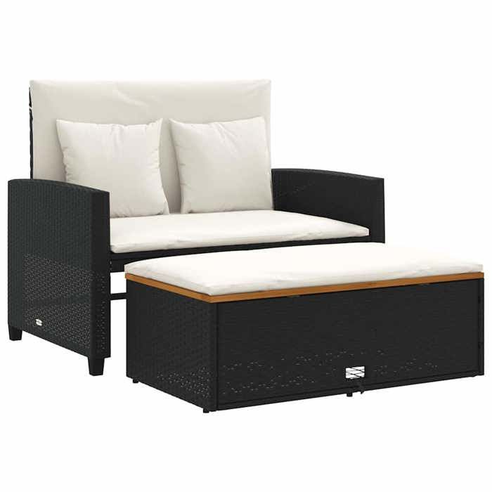 En PromotionCanapé de jardin - SHIELD Canapé dextérieur - Pour jardin - 2 places coussins noir résine tressée&acacia 4735300