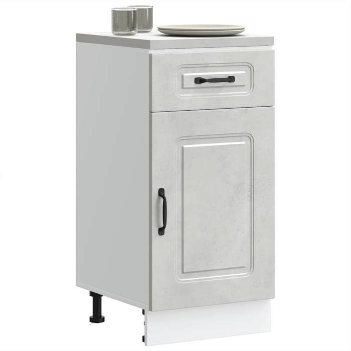 Cabinet de cuisine 1 PC Buffet Cuisine vaisselier Kalmar gris béton bois dingénierie 40x46x81.5 cm A12643