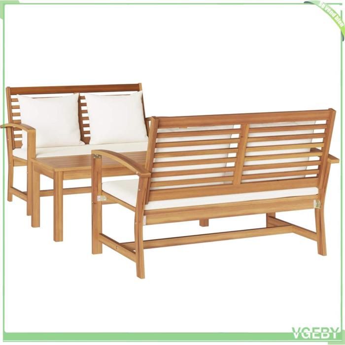 Ensemble canapé de jardin - FAFEICY - 3356856 - Teck massif - 4 pièces (4 pers) - Coussins déhoussables
