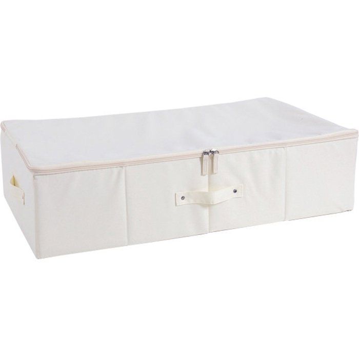 Boîte De Rangement Robe De Mariée Sous Lit 71x40x17 cm Housse Oxford Respirante Blanche Fermeture Éclair Poignées