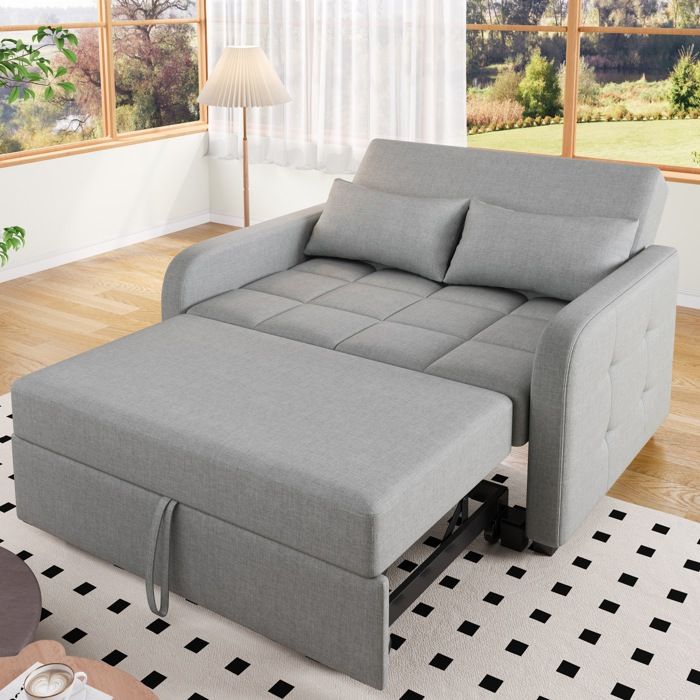 Modenuit canapé convertible 2 places gris antique dossier réglable 3 positions couchage 110 x 180 cm