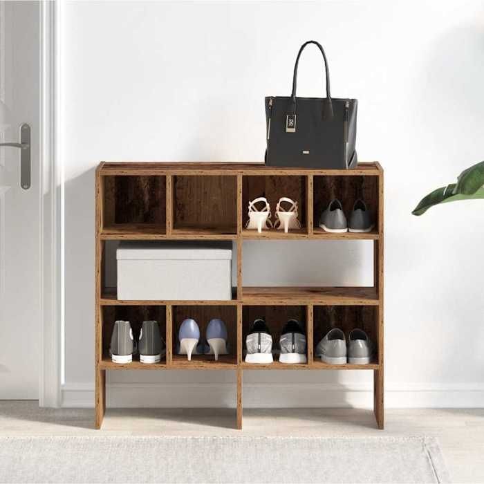 4955 Étagères à Chaussures Empilables 2 Pcs Vieux Bois 40 x 30 x 40 cm en bois dingénierie pour Entrée et Dressing